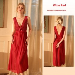 Robe de nuit longue élégante rouge