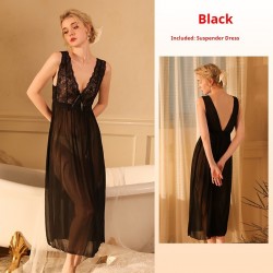 Robe de nuit longue élégante noir