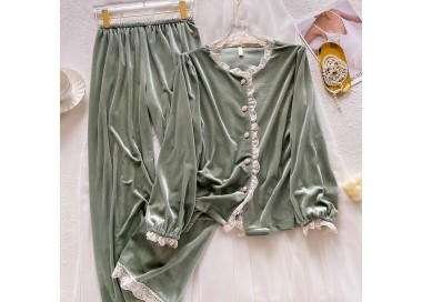 Pyjama Femme Velours _ Vert