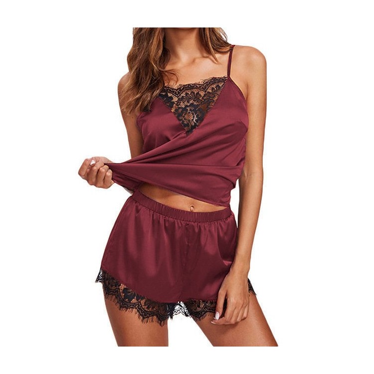 Pyjama Femme D'été _ Rouge Bordeaux