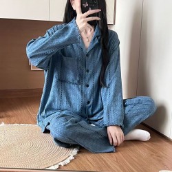 Pyjama femme coton bleu