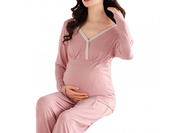 Ensemble Pyjama de Grossesse _ Rose Poudré
