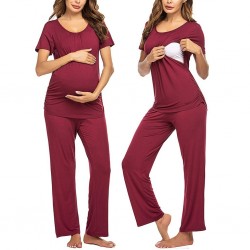 Pyjama femme d'allaitement _ Rouge Bordeaux