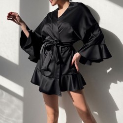 Peignoir En Satin Noir