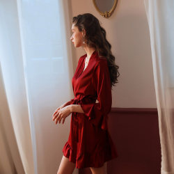 Peignoir rouge En Satin
