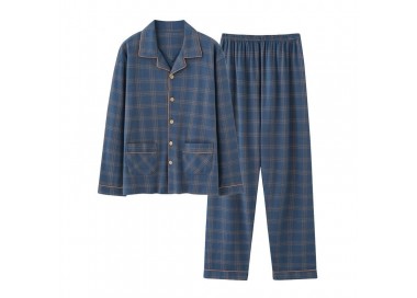 pyjama homme carreaux _ Bleu