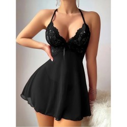 Nuisette Sexy courte dentelle - NOIRE