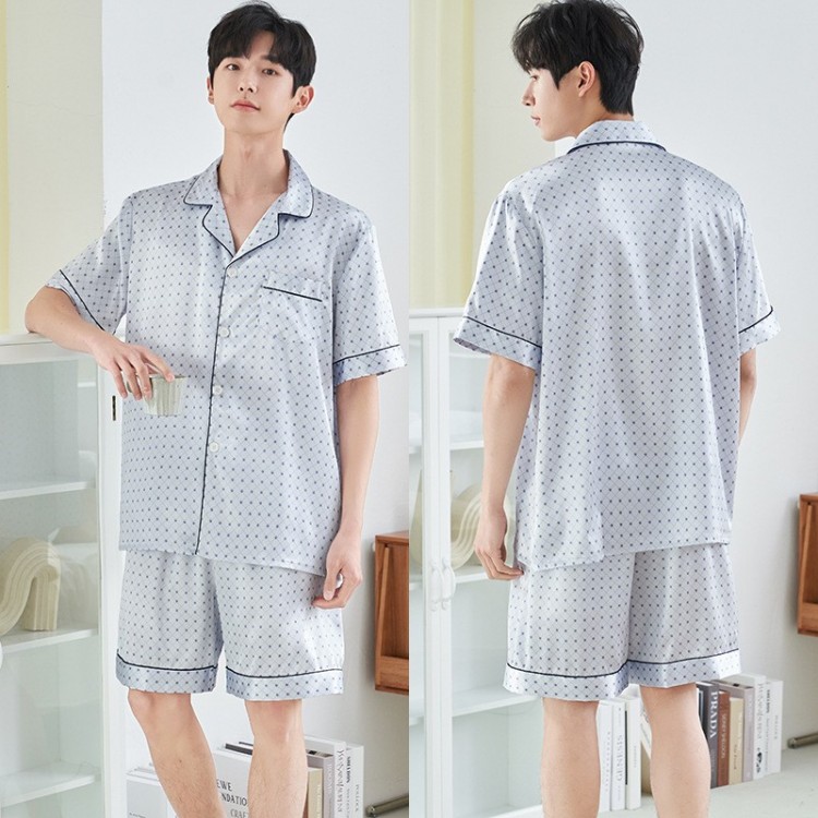Pyjama Homme Short Chemise _ Gris Clair