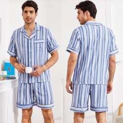 Pyjama Homme Short Chemise _ Bleu