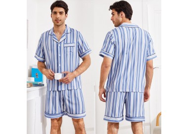 Pyjama Homme Short Chemise _ Bleu