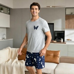 Ensemble Pyjama Short Homme Bleu