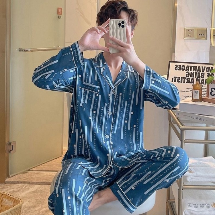 Pyjama Homme Satin _ Bleu