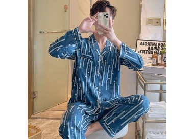 Pyjama Homme Satin _ Bleu