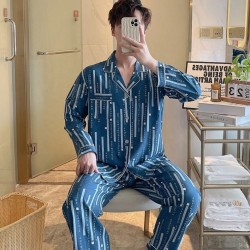 Pyjama Homme Satin _ Bleu
