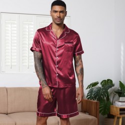 Pyjama Homme Satin _ Rouge Bordeaux