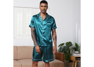 Pyjama Homme Satin _ Vert D'eau
