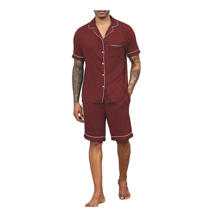 Pyjama Homme Uni _ Rouge Bordeaux