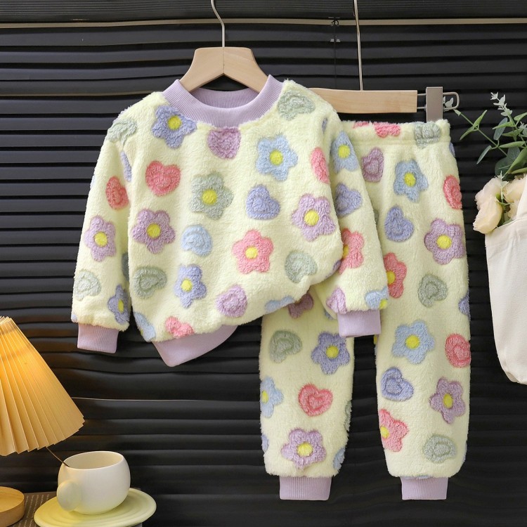 Pyjama Polaire pou Fille _ Jaune Pastel