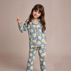 🌼 Pyjama à manches longues pour fille _ Gris