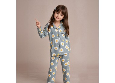 🌼 Pyjama à manches longues pour fille _ Gris
