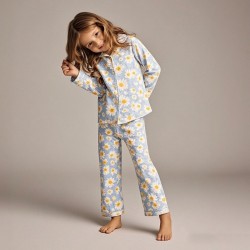 🌼 Pyjama à manches longues pour fille _ Bleu