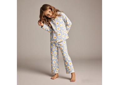 🌼 Pyjama à manches longues pour fille _ Bleu
