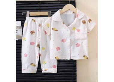 🐻 Pyjama été pour fille _ Blanc