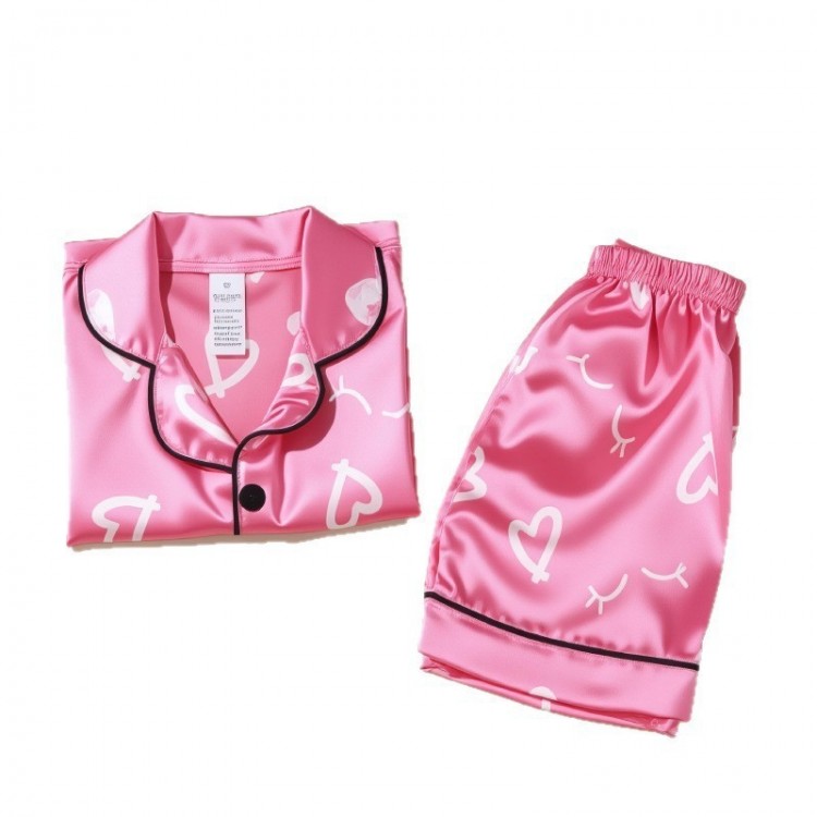 Pyjama fille en satin – Rose
