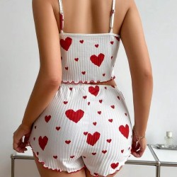 Pyjama Femme 2 Pièces Débardeur et Short Cœur - NOIR